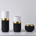 Modern simple flower vase set table decoration black white glod ceramic pot for indoor plants ceramic manufacturers